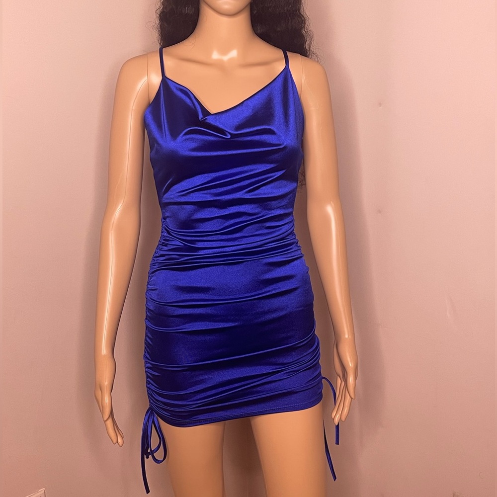 Royal Blue Scrunched Mini Dress